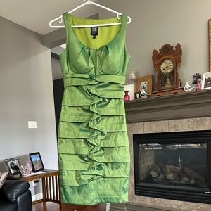 Jax Green Ruched Midi Dress
